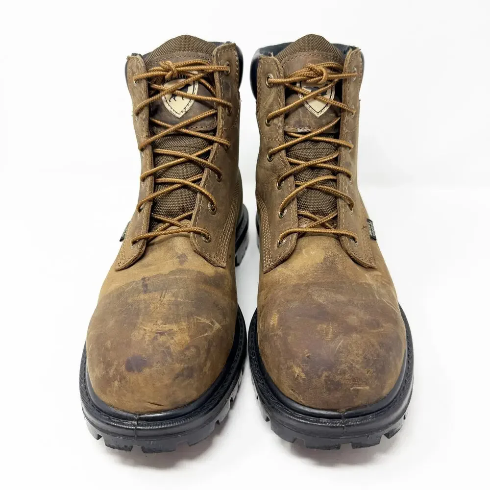 Irish Setter Brown Leather Steel Toe Boots Men's Size 8 GUC Waterproof Lace Up